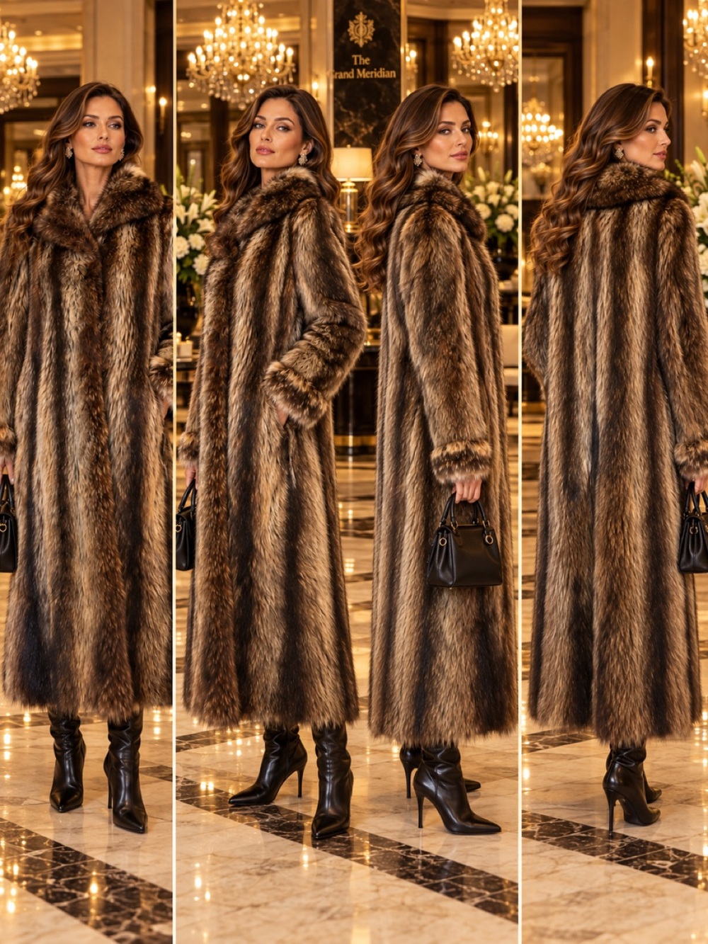 Vintage Furs by Lister Edmonton Genuine Raccoon Fur Full Length Coat S/M